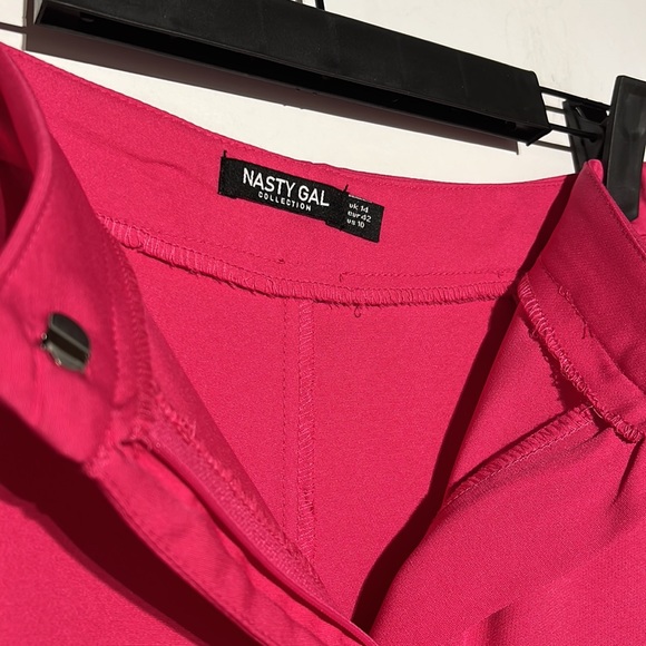 NEW Nasty Gal Hot Pink Tailored High Waisted Wide Leg Pants Size 10 - Picture 6 of 7